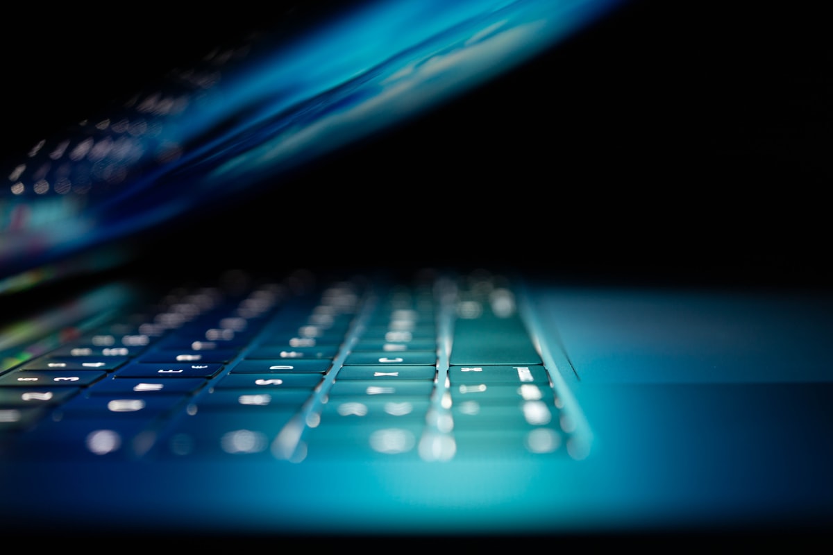 Backlit laptop keyboard in a security operations setting